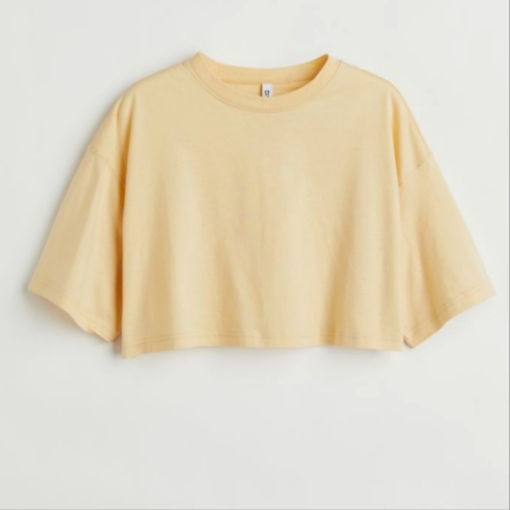 H&M Boxy Cropped Tee In Yellow